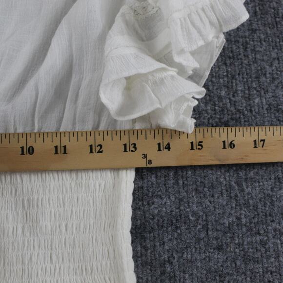 Iro Dress 6 Mapple Smocked Ruffle Mini Lace White Boho Chic Feminine Flowy - Picture 12 of 13